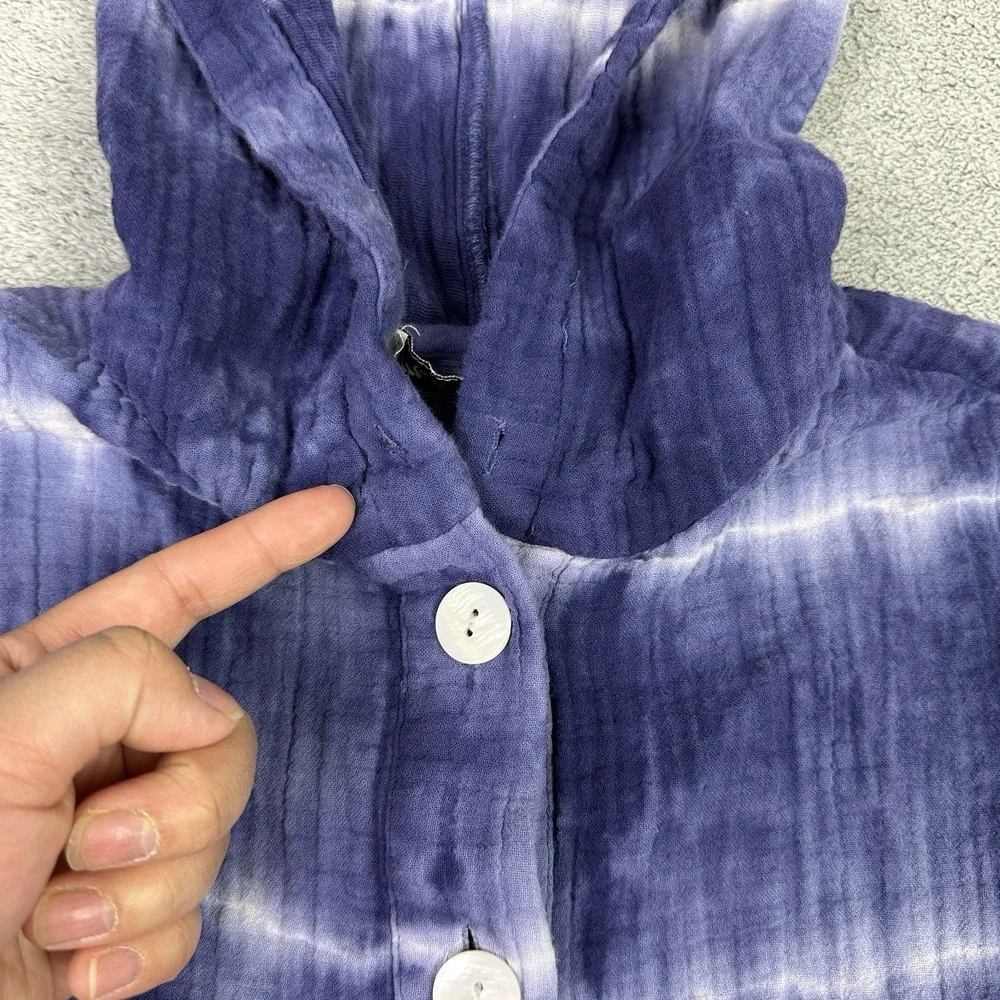 Madewell X Warm Romper Womens Small Blue Tie Dye Hooded Lounge Beach Cover Up - Picture 2 of 9
